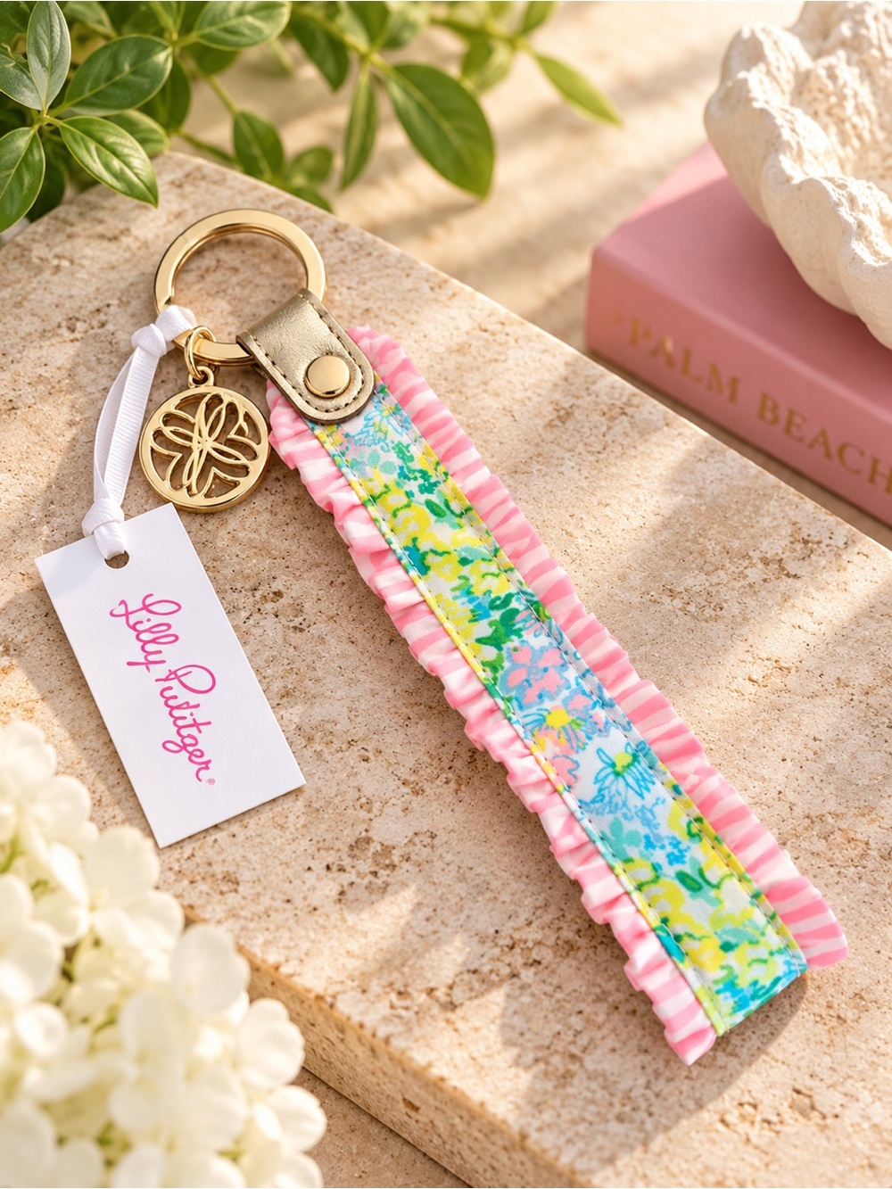 Lilly Pulitzer Ruffle Strap Keychain Floral NWT
